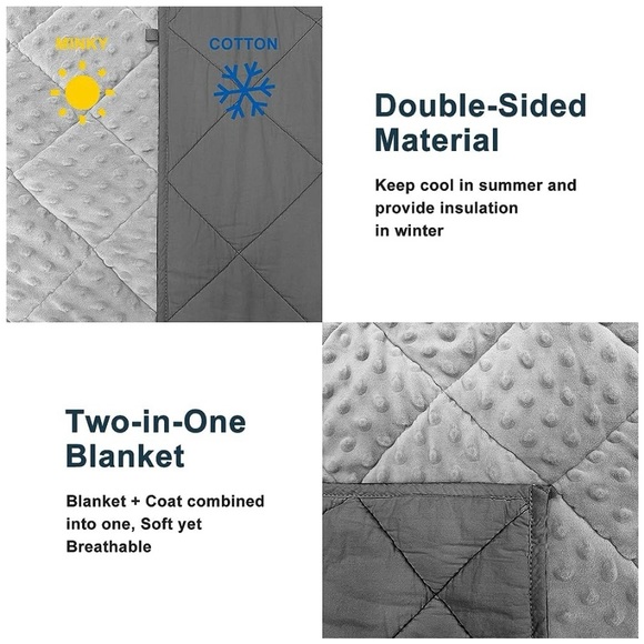 π Weighted Maxtid Minky Cotton cool & warm blanket Gray 36x48 - Picture 8 of 8